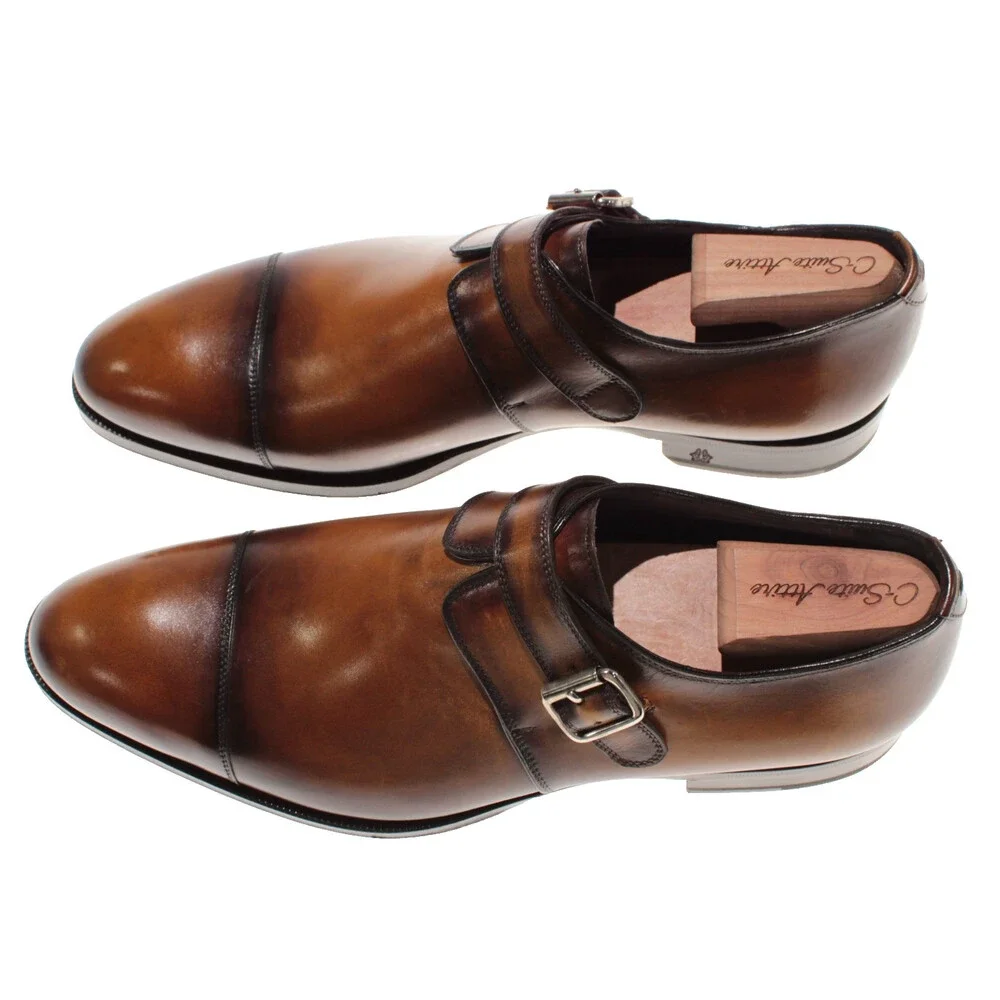 Di Bianco NWB Single Monk Strap Dress Shoes Size 9 US in Brown Leather